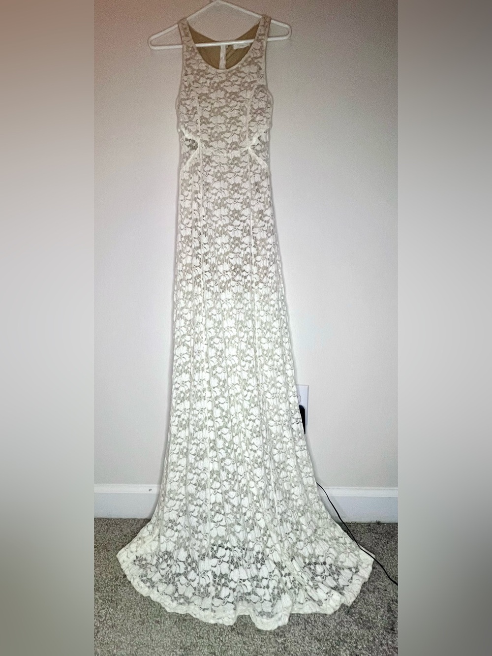 Lush Lace Dress in Ivory with nude underlay